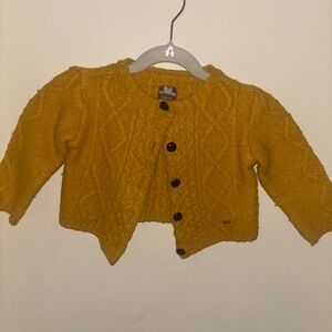 Mink mui. Mustard Yellow Knit Cardigan. Size 12 m